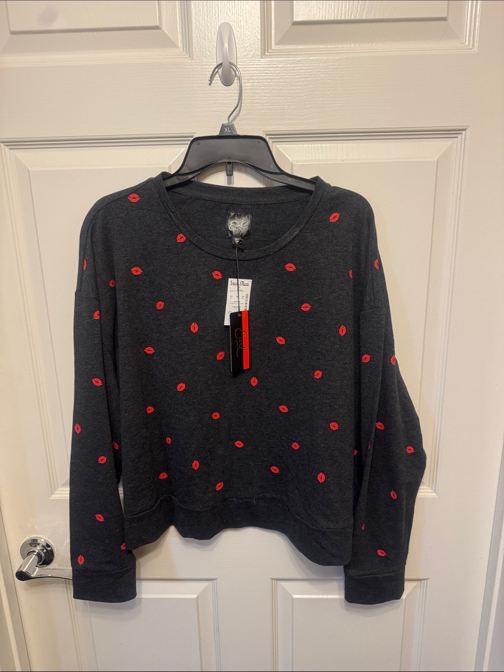 Earl Jeans Black Sweatshirt with Red Lip Print